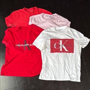 Calvin Klein Men’s S Short Sleeve Tees Red Pink and White!